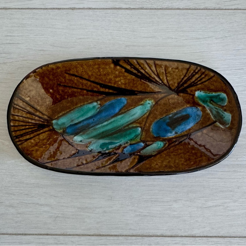 Studio Pottery Tray Stamped “Guernsey Pottery” Mid-century Ceramic Art Design